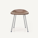 1x1BassamFellows CB-27 Pebble Stool in Walnut and Satin Nickel, front.webp