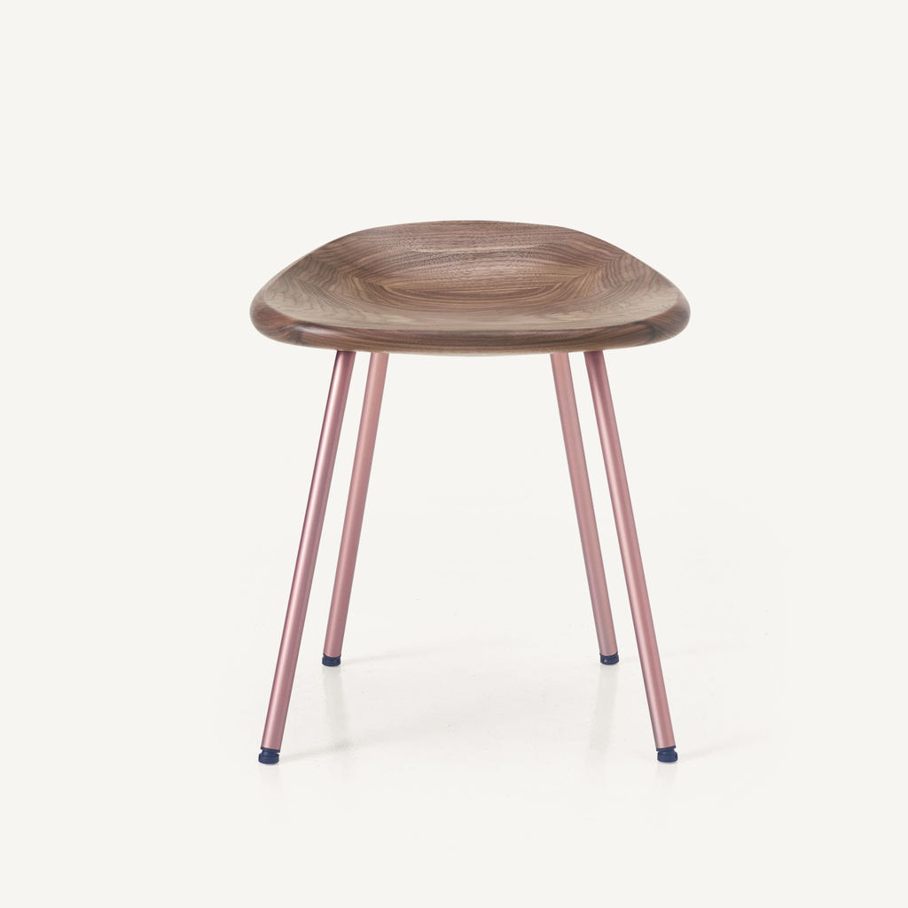 1x1BassamFellows CB-27 Pebble Stool in Walnut and Copper, front.webp