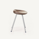 1x1BassamFellows CB-27 Pebble Stool in Walnut and Satin Nickel, profile.webp