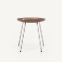 1x1BassamFellows CB-27 Pebble Stool in Walnut and Satin Nickel, back.webp