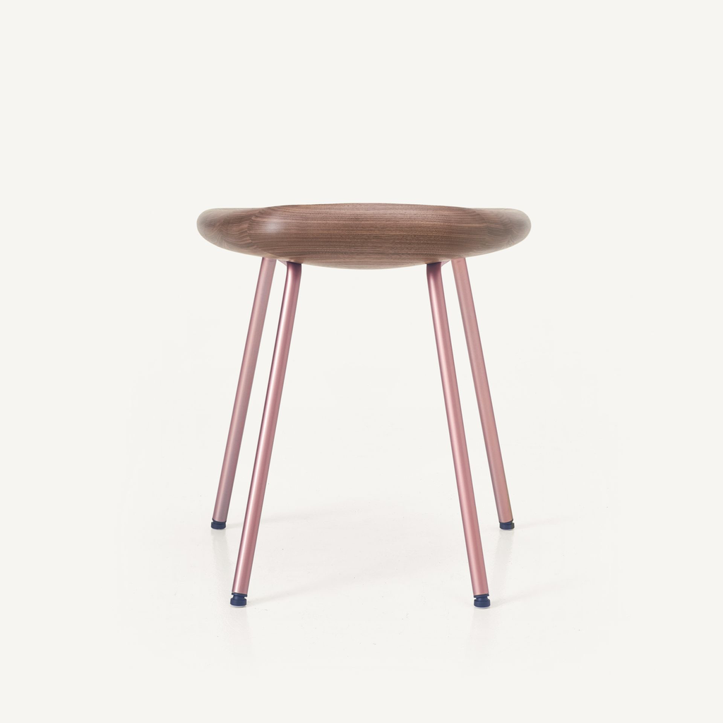 1x1BassamFellows CB-27 Pebble Stool in Walnut and Copper, back.webp