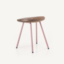 1x1BassamFellows CB-27 Pebble Stool in Walnut and copper, three quarter back.webp