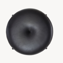 1x1BassamFellows CB-262 Circular Counter Stool in Black Powder Coat and Black Leather, bird's  eye.webp