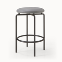 1x1BassamFellows_CB-262-MS-GM Circular Counter Stool in Gun Metal and Grade A leather Platinum.webp