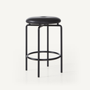 1x1BassamFellows_CB-262 Circular Counter Stool in Gunmetal and Grade A leather Black.webp